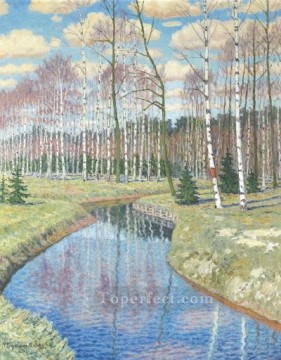 風景 Painting - 春のニコライ・ボグダノフ・ベルスキー川の風景
